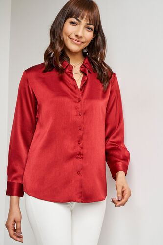 Red Solid Curved Top, Red, image 3